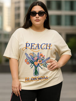 JUNEBERRY - Women's Blossom Dreams Swanwhite Plus Size Printed T-shirt