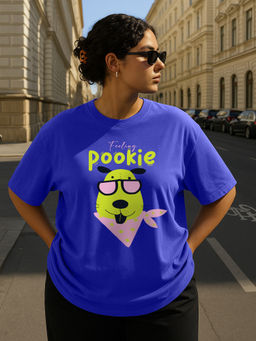JUNEBERRY - Women's Pookie Royal Blue Plus Size Printed T-shirt
