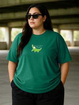 JUNEBERRY - Women's Quiet Please Green Plus Size Printed T-shirt