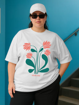 JUNEBERRY - Women's You Are Loved White Plus Size Printed T-shirt