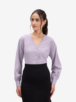 Strong And Brave - Lavender V-Neck Top