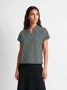 max - Black Women Striped Top