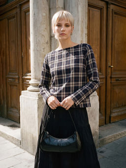 max - Blue Women Checked Top