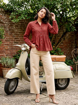 max - Women Embroidered Peplum Top