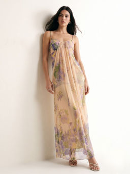 Outzidr - Multi-Color Printed Draped Tube Dress