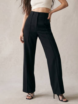 Outzidr - Black High Waist Structured Trouser