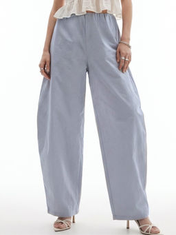 Outzidr - Grey Parachute Barrel Fit With Elasticated Hidden Waist Trouser