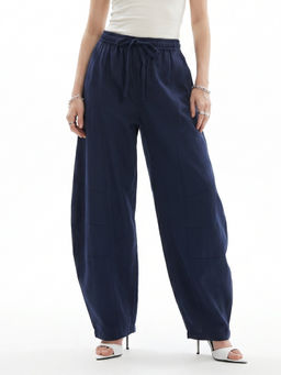 Outzidr - Blue Barrel Fit Utility High Waist Trouser