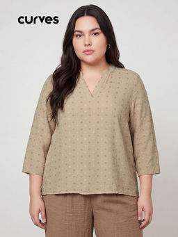 max - Beige Women Embroidered Top