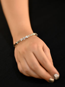 AG'S - Yadira Real Looking Silver American Diamond Bangle (2.6)