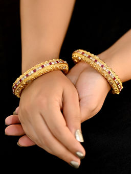 AG'S - Oasmani Magenta Polki Kada Set Of 2 (2.6)