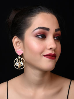 AG'S - Tisya Pink Kundan Earrings