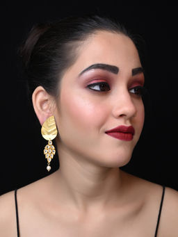AG'S - Gurmukhi Matte Gold Leaf Earrings