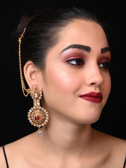 AG'S - Jabirah Long Polki Earrings With Side Chain