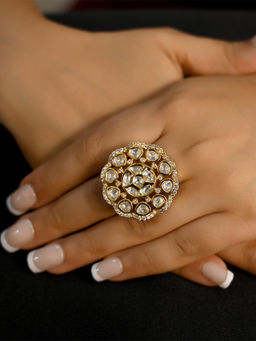 AG'S - Bharati Diamonds Gold Plated Kundan Ring