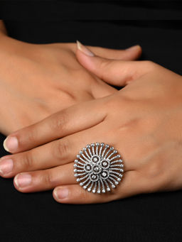 AG'S - Bhavna Silver Plated American Diamond Ring