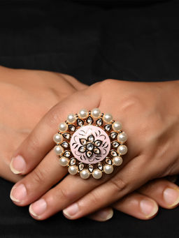 AG'S - Bhaumi Meenakari Work Kundan Ring