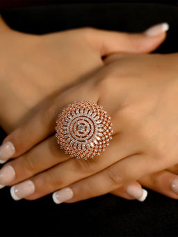 AG'S - Bishakha Rose Plated White Diamond Ring
