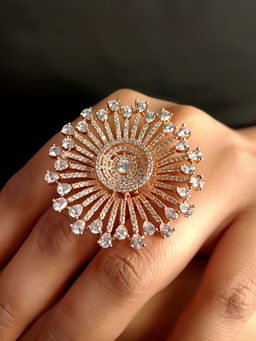 AG'S - Chaitra Rose Gold Plated White American Diamond Ring