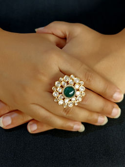 AG'S - Chaitanya Green Stone High Quality Kundan Ring