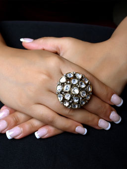 AG'S - Bageshri Diamonds Rhodium Plated Victorian Ring