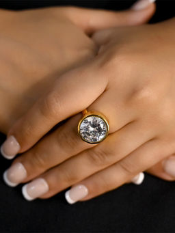 AG'S - Etasha Golden American Diamond Gold Plated Ring