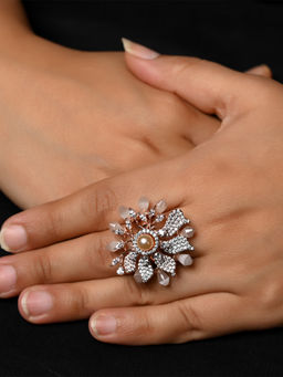 AG'S - Falguni Pearl White American Diamond Ring