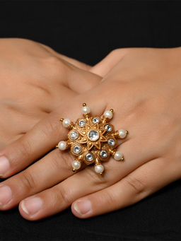 AG'S - Foolwati Pearl White Gold Plated Boutique Ring