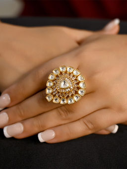 AG'S - Gomti Diamonds Gold Plated Kundan Ring