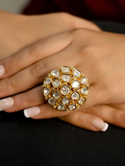 AG'S - Baanvi Diamonds Gold Plated Kundan Ring