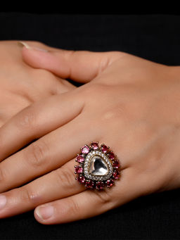 AG'S - Lakshmi Rose Pink Gold and Rhodium Plated Victorian Ring