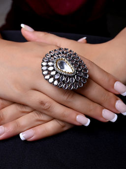 AG'S - Ahalya Diamonds Gold and Rhodium Plated Victorian Ring