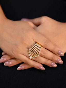 AG'S - Naveena Golden Tone American Diamond Finger Ring (7)