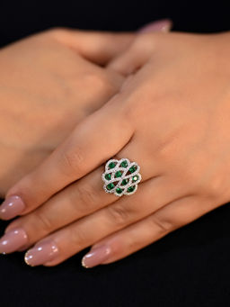 AG'S - Nema Designer Emerald American Diamond Ring (6)