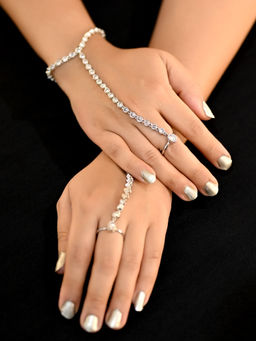 AG'S - Aagamya Silver Polki Delicate Hathphool Set Of 2