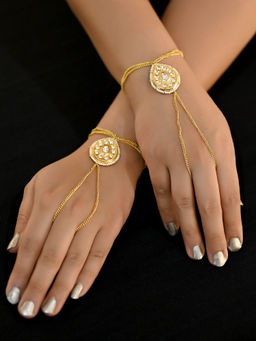 AG'S - Dhara Golden Kundan Hathphool Set Of 2