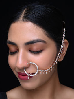 AG'S - Raksha Rose Plated American Diamond Nath