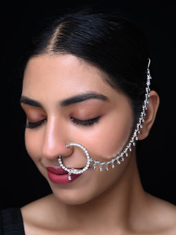 AG'S - Seeta Silver Plated American Diamond Nath