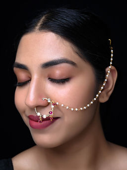 AG'S - Siya Small Kundan Nath Nose Ring