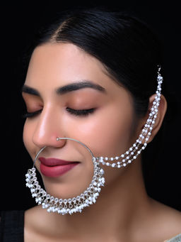 AG'S - Suhashini White Polki Big Size Bridal Nath