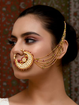 AG'S - Dipu Manjenta Gold Plated Kundan Nath