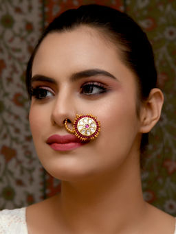 AG'S - Chandira Ruby Gold Plated Kundan Nath
