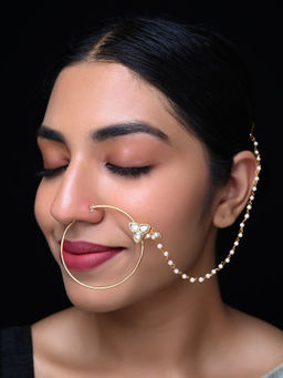 AG'S - Kaikayi Mid Size Kundan Nath With Flower