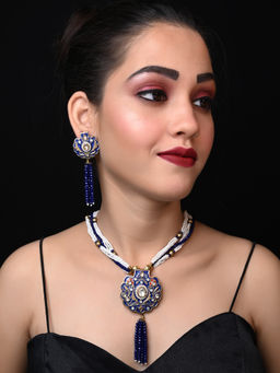AG'S - Moez Blue Meenakari Necklace Set