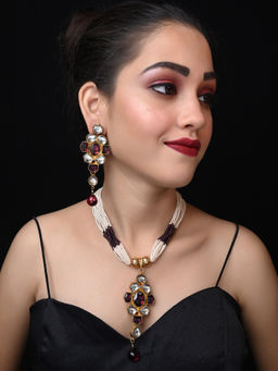 AG'S - Dariya Purple Long Kundan Set