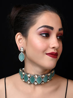 AG'S - Anshini Light Green Kundan Choker Set