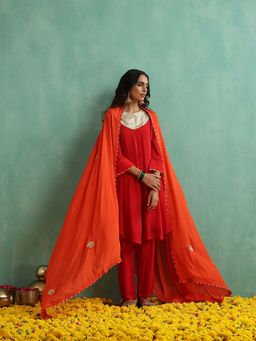 Indy Raaga - Women Blue Solid Kurta with Pant and Dupatta (Set of 3)