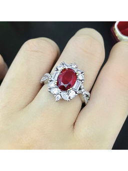 Amorenmore - Royal Scarlet Halo Crown Ring