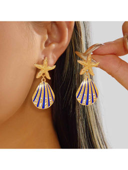 Amorenmore - Oceanica Azure Starfish Shell Drop Earrings