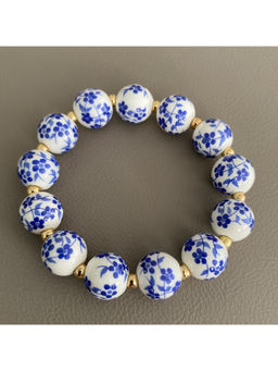 Amorenmore - Sapphire Bloom Porcelain Bead Bracelet